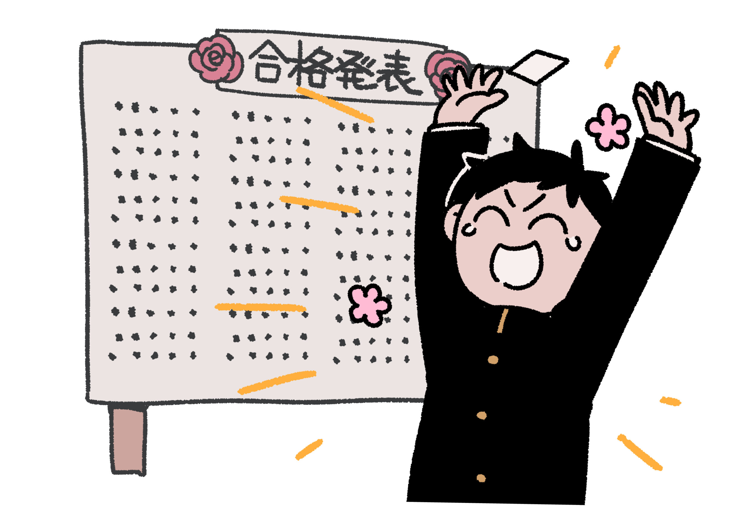 合格を喜ぶ男の子